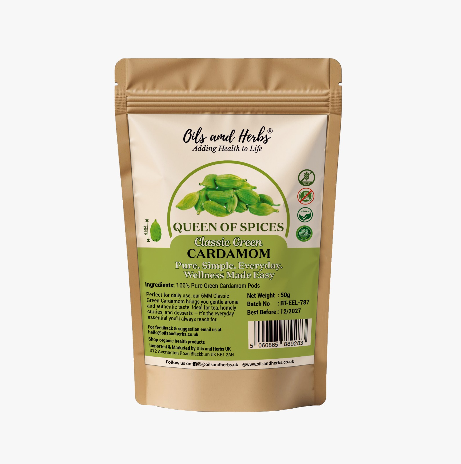 6mm Green Cardamom Pods – Premium Indian Elaichi | Natural & Aromatic
