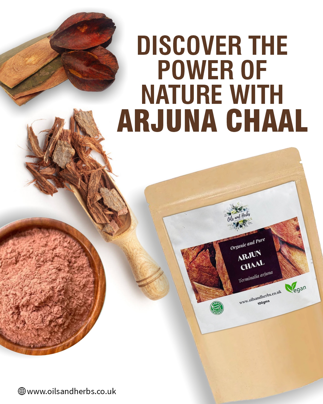 Pure Arjuna Chaal Powder - Terminalia arjuna -100% Pure, Clean and Natural