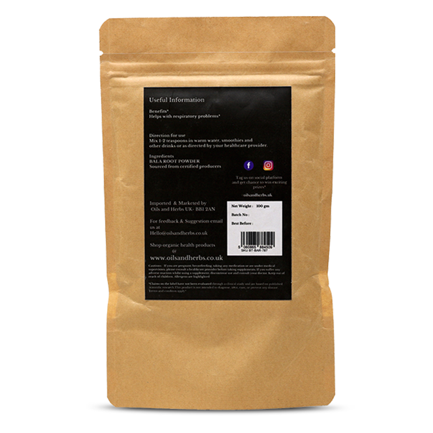 Pure Bala Root Powder -100% Pure, Clean and Natural