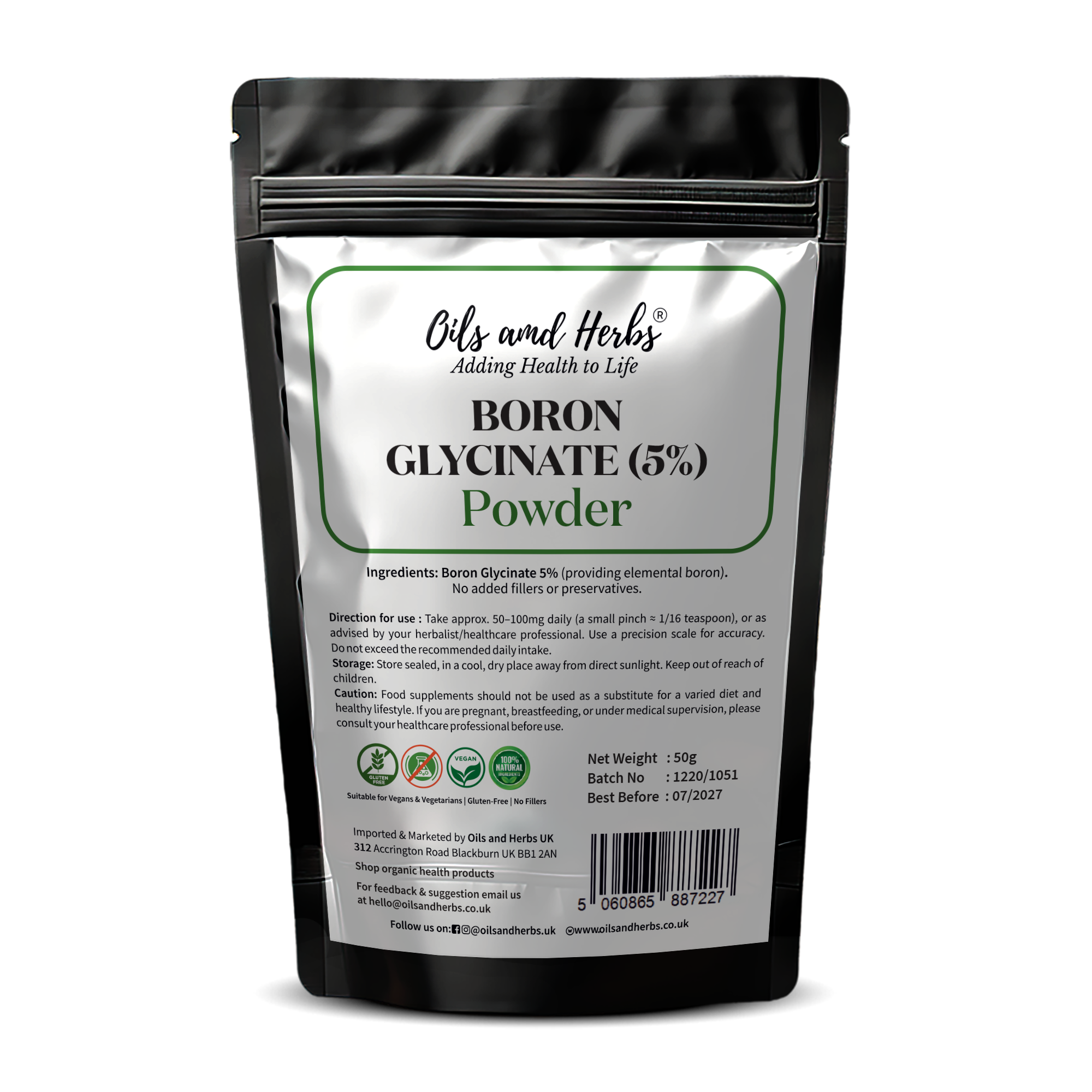 Boron Glycinate Powder 5% – Pure, High Absorption Trace Mineral