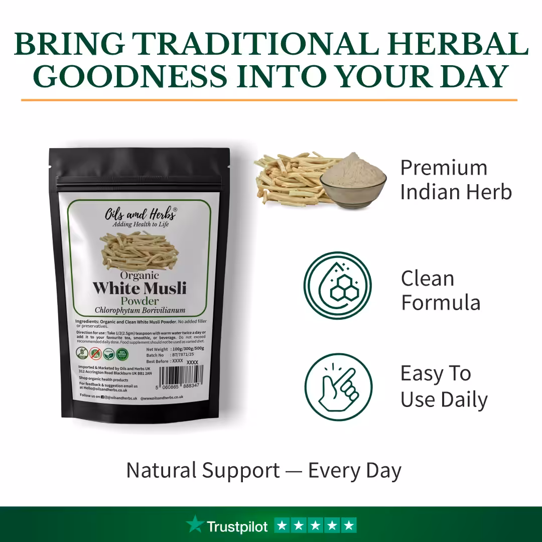 Natural Indian Safed / White Musli Powder – 100% Pure Grounded Root