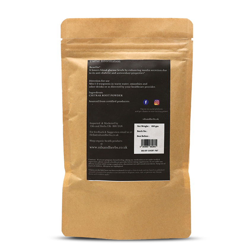 Chitrak Root Powder - Ceylon Leadwort -100% Pure, Clean and Natural