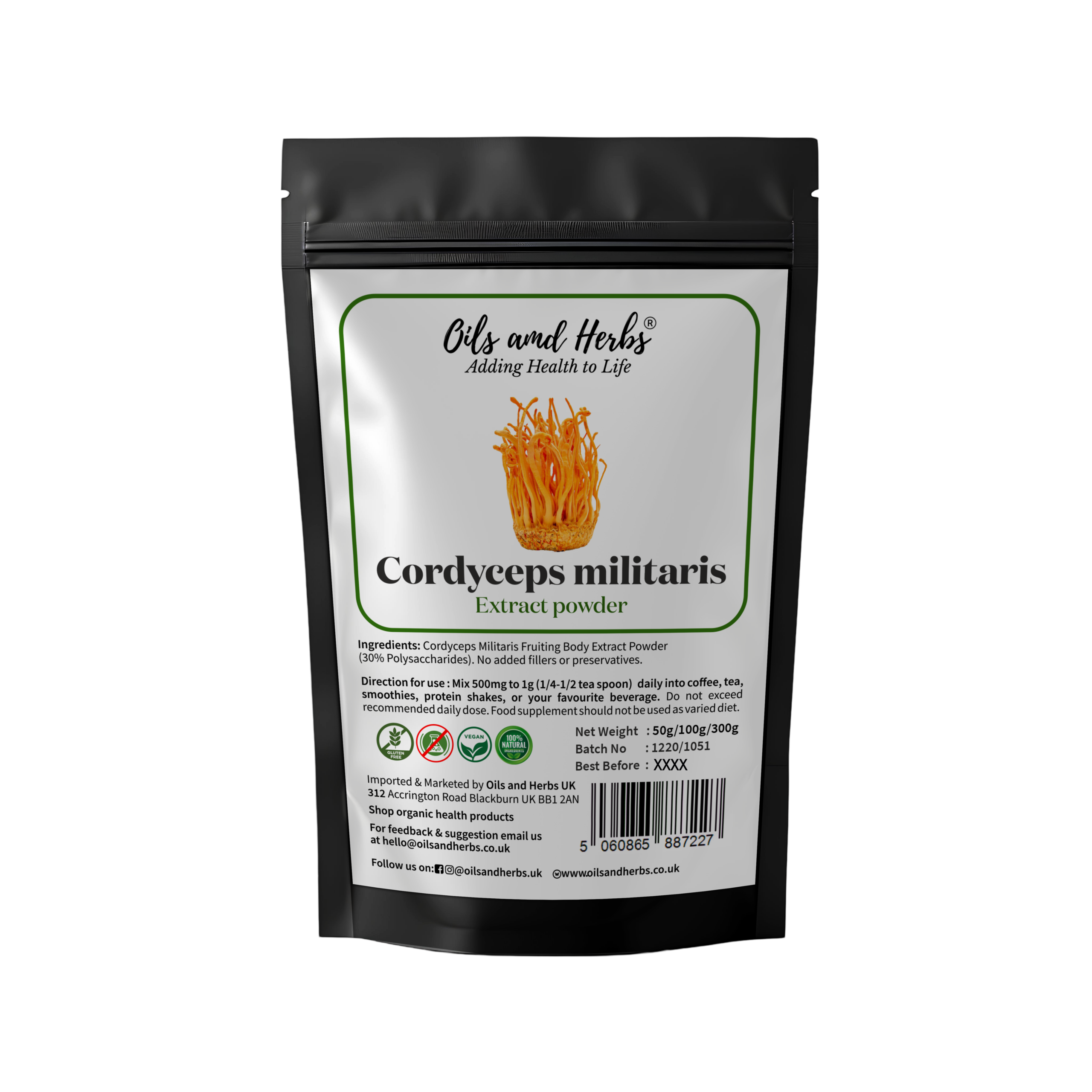High Strength Cordyceps Militaris Fruiting Body Extract Powder 30% Polysaccharides