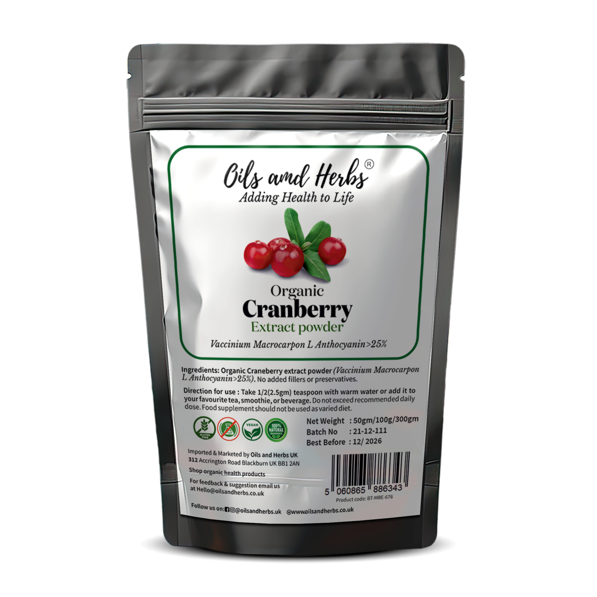 Organic Cranberry Extract Powder – High in Anthocyanins & Lab-Tested Quality