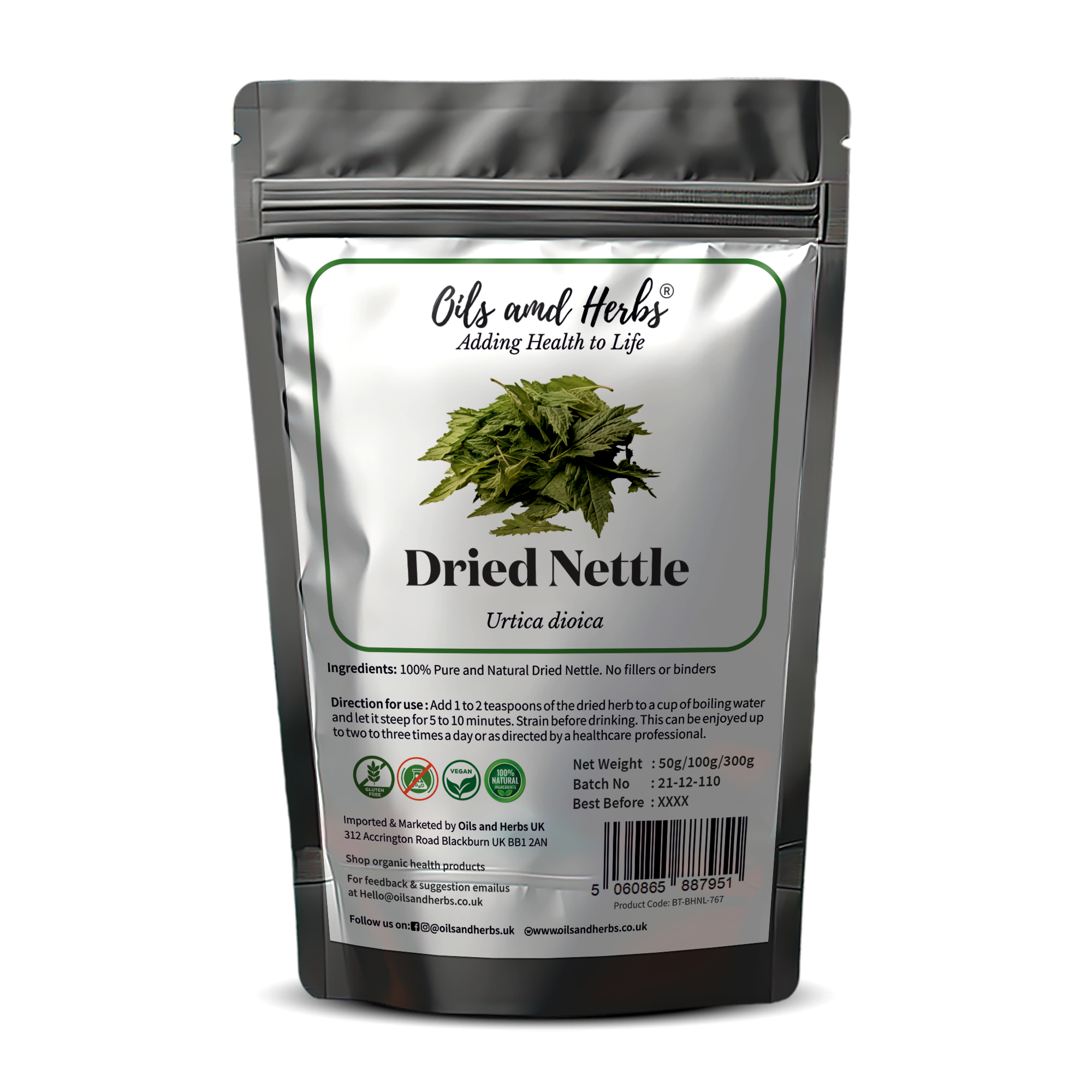 Dried Nettle Herb Cut – European-Grown & Naturally Volumised
