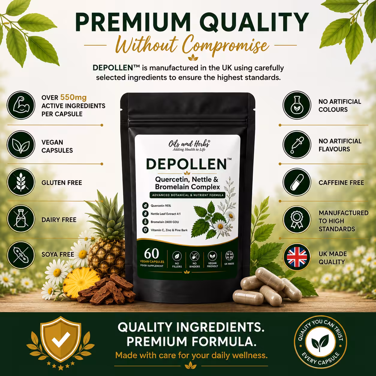Depollen- Quercetin, Nettle & Bromelain Supplement