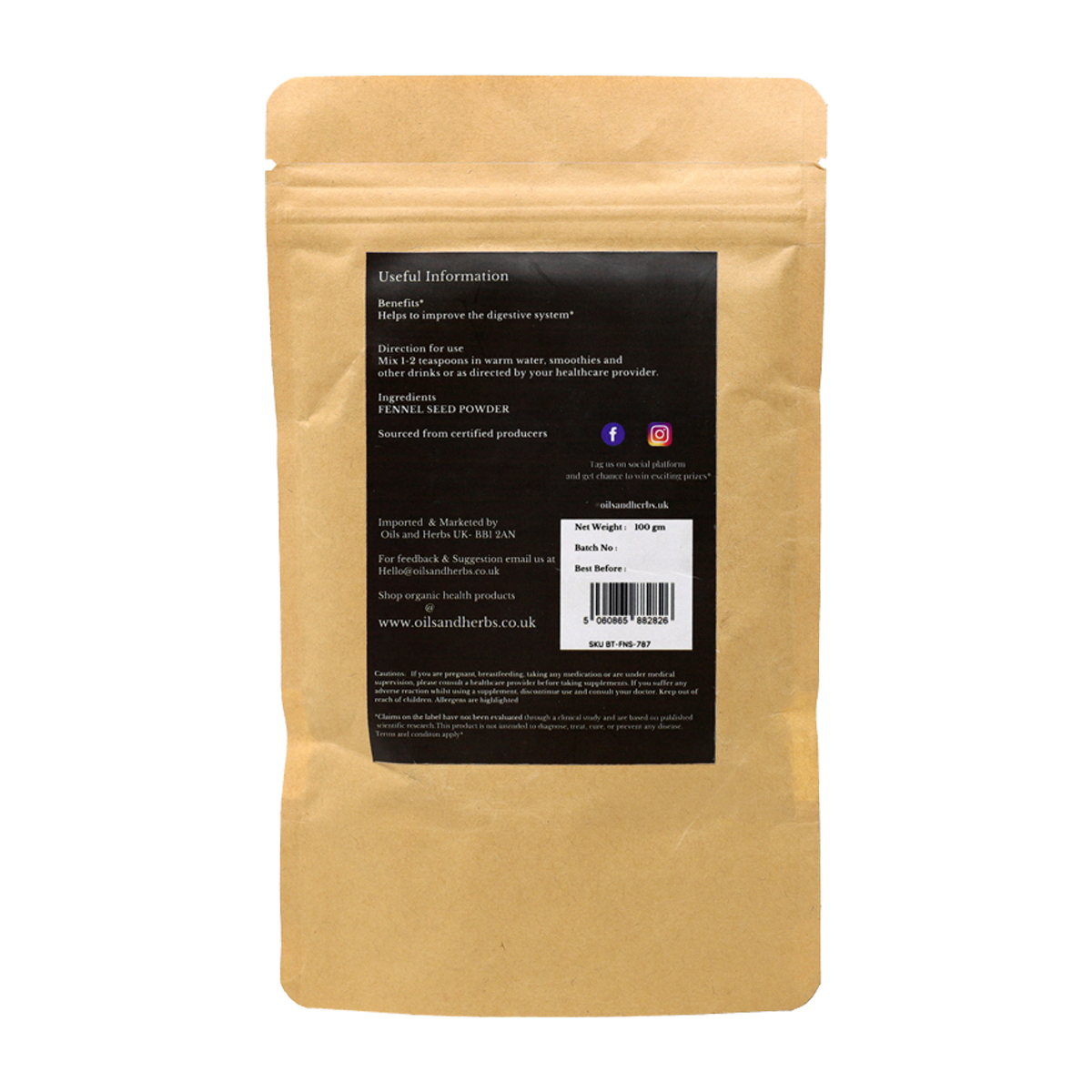 Fennel Seed Powder - Foeniculum Vulgare Mill- 100% Pure, Clean and Natural