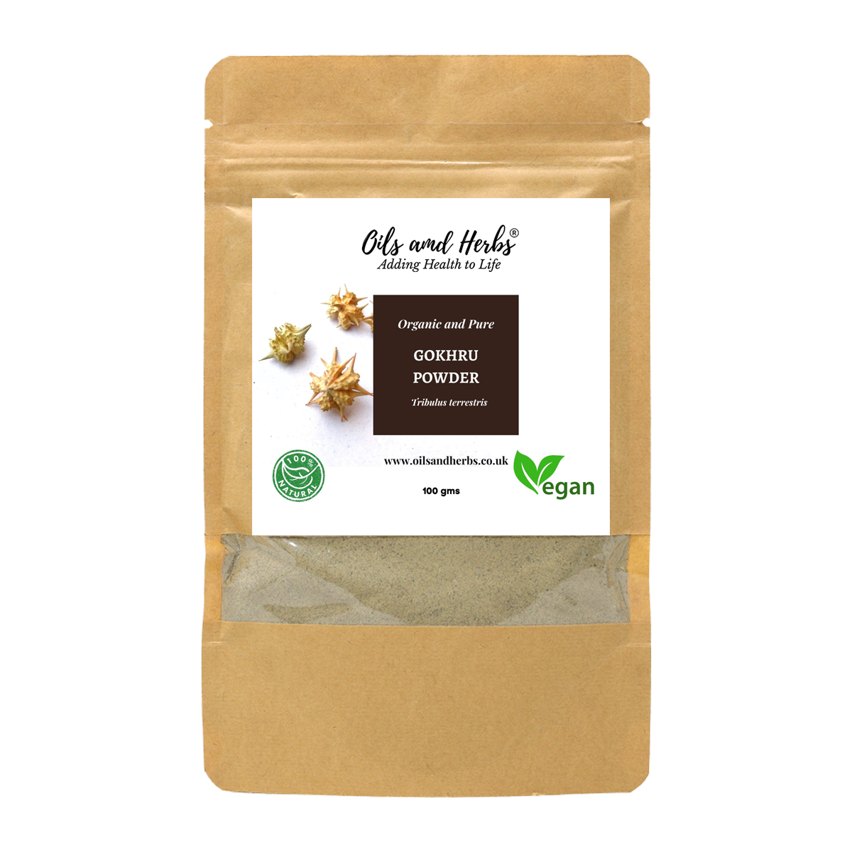 Gokhru Powder - Tribulus Terrestris - 100% Pure, Clean and Natural