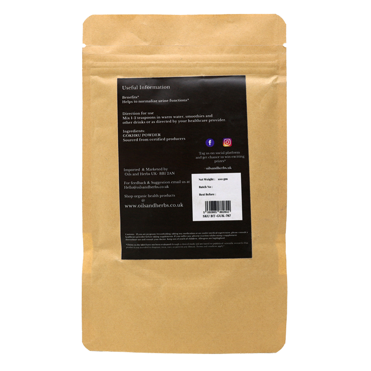 Gokhru Powder - Tribulus Terrestris - 100% Pure, Clean and Natural