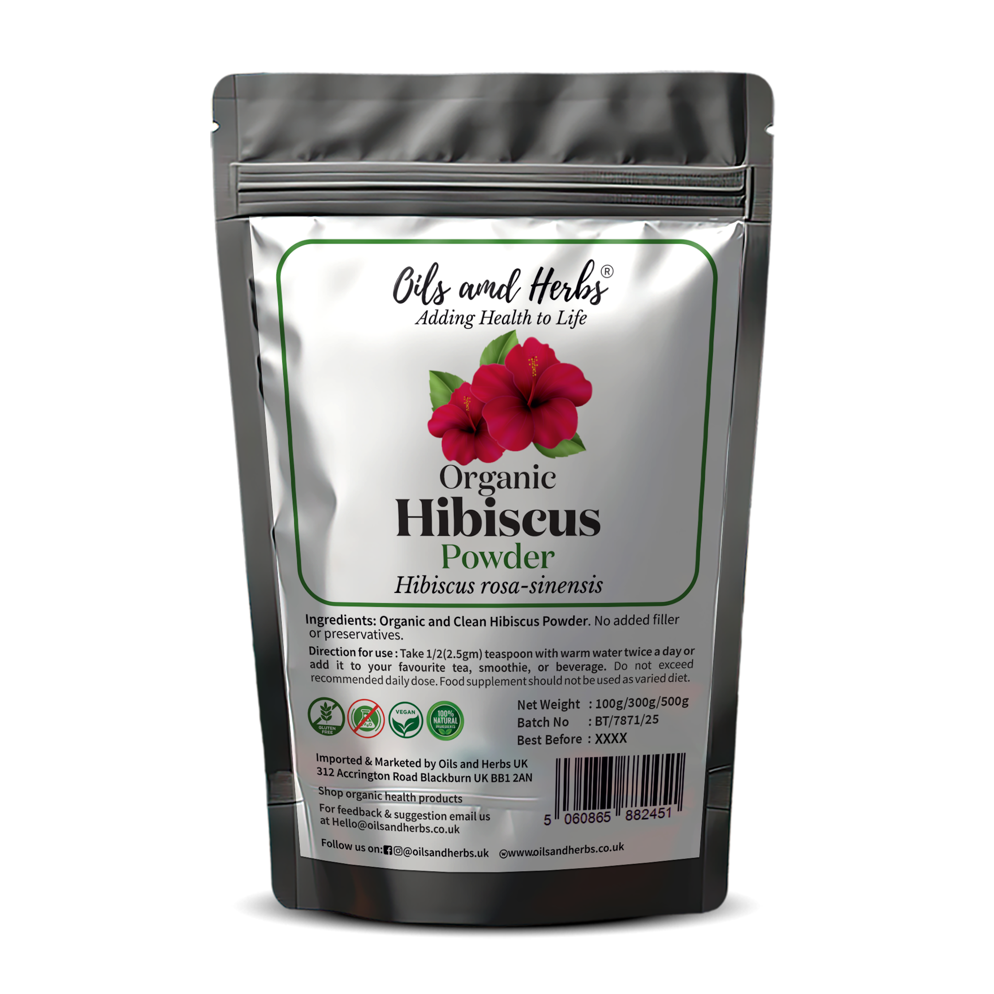 Hibiscus Powder - Hibiscus rosa-sinensis-100% Pure, Clean and Natural