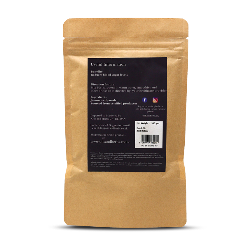 Jamun Seed Powder – 100% Pure, Clean & Natural (Indian Black Berry Seeds)