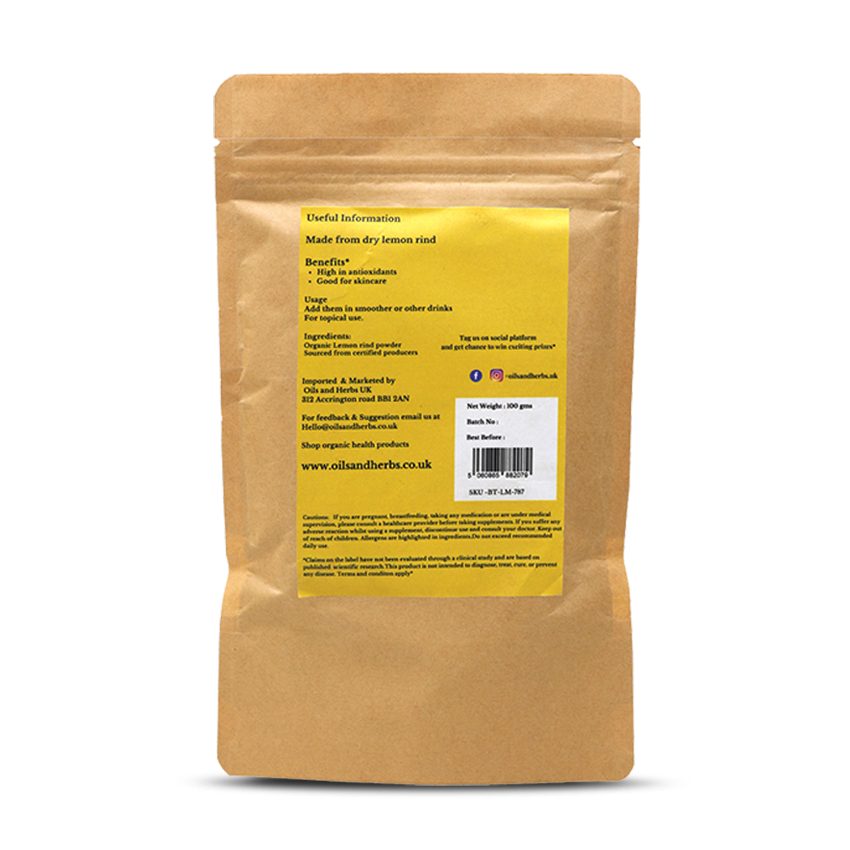 Pure Lemon Peel Powder - 100% Natural, Pure and Clean