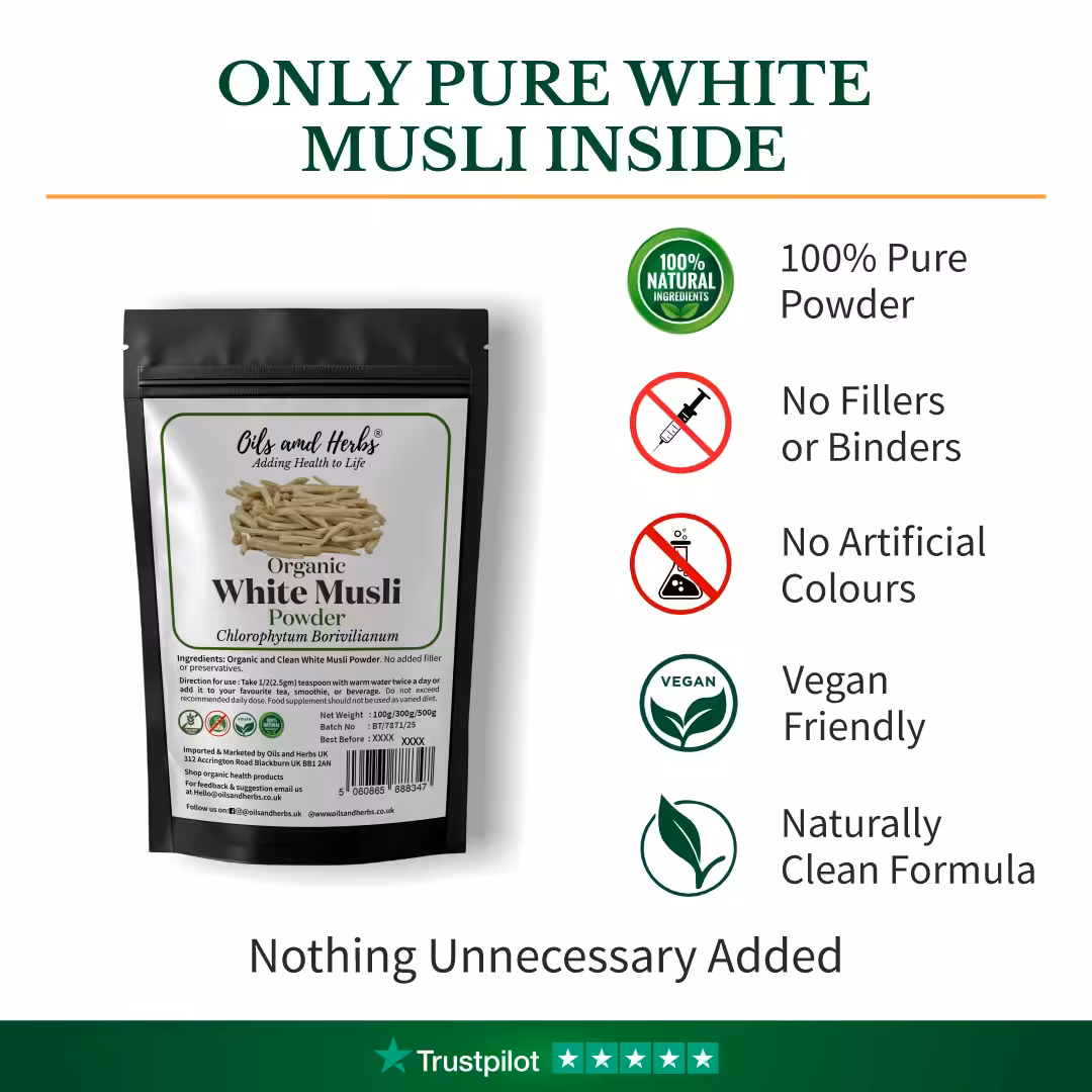 Natural Indian Safed / White Musli Powder – 100% Pure Grounded Root