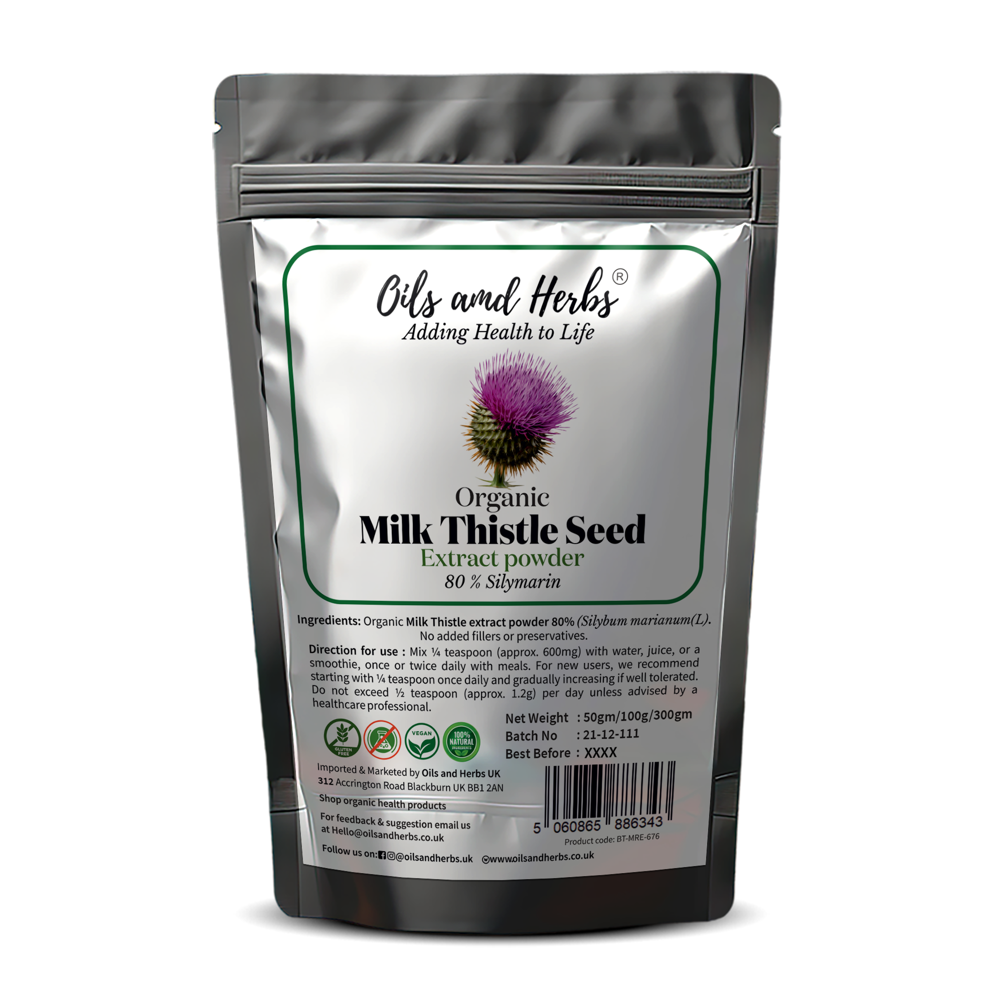 Organic Milk Thistle Powder -Silymarin 80%