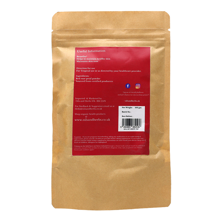 Organic Red Rose Petal Powder- Rosa Centifolia -100% Pure, Clean and Natural