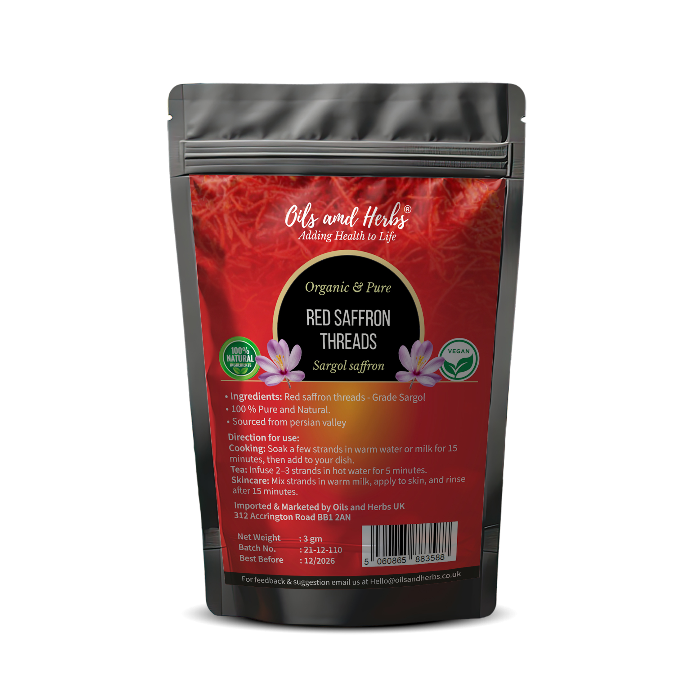 Red Saffron Threads- 100% Original Sargol- TOP OF THE FLOWER