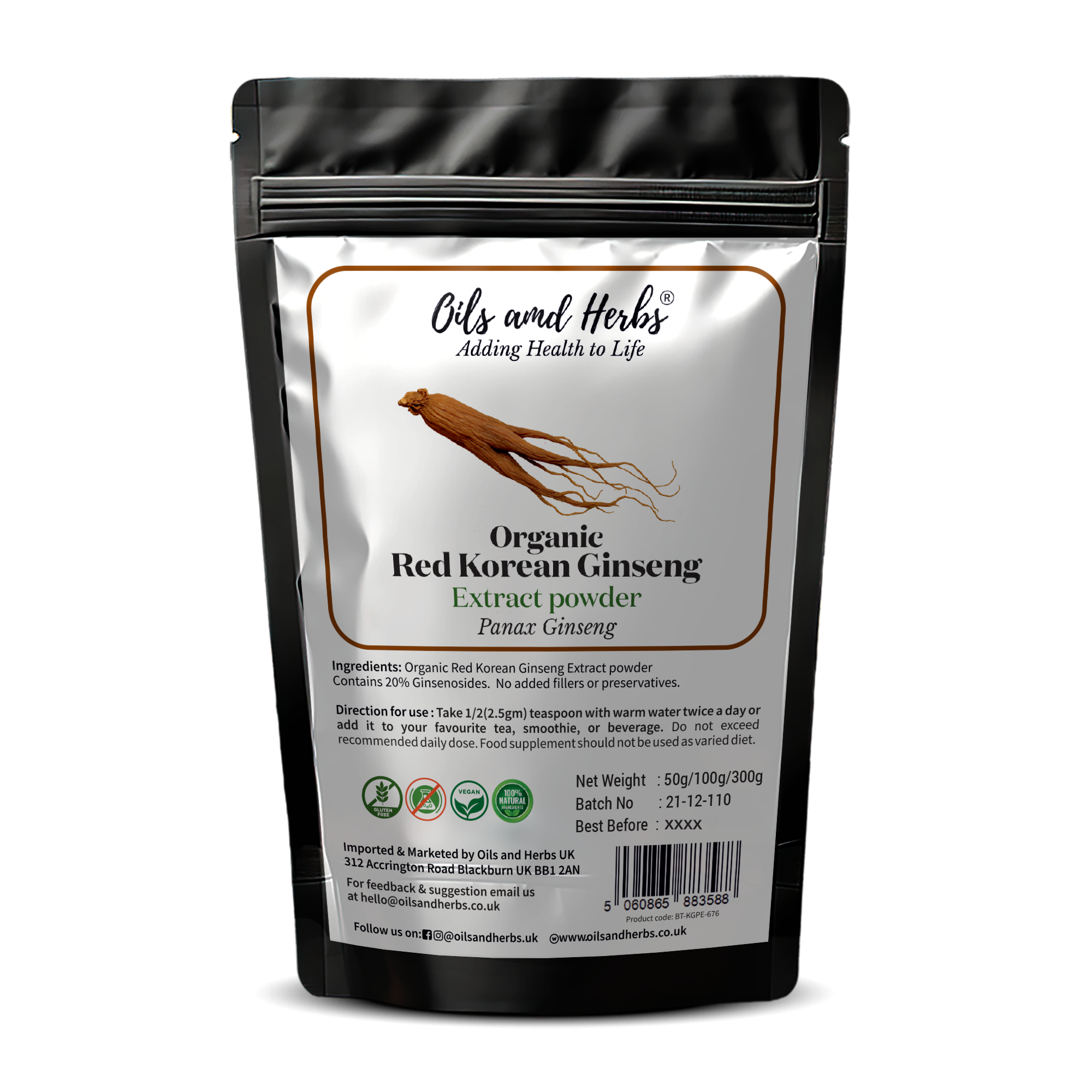 Organic Red Ginseng Extract Powder-20% Ginsenosides