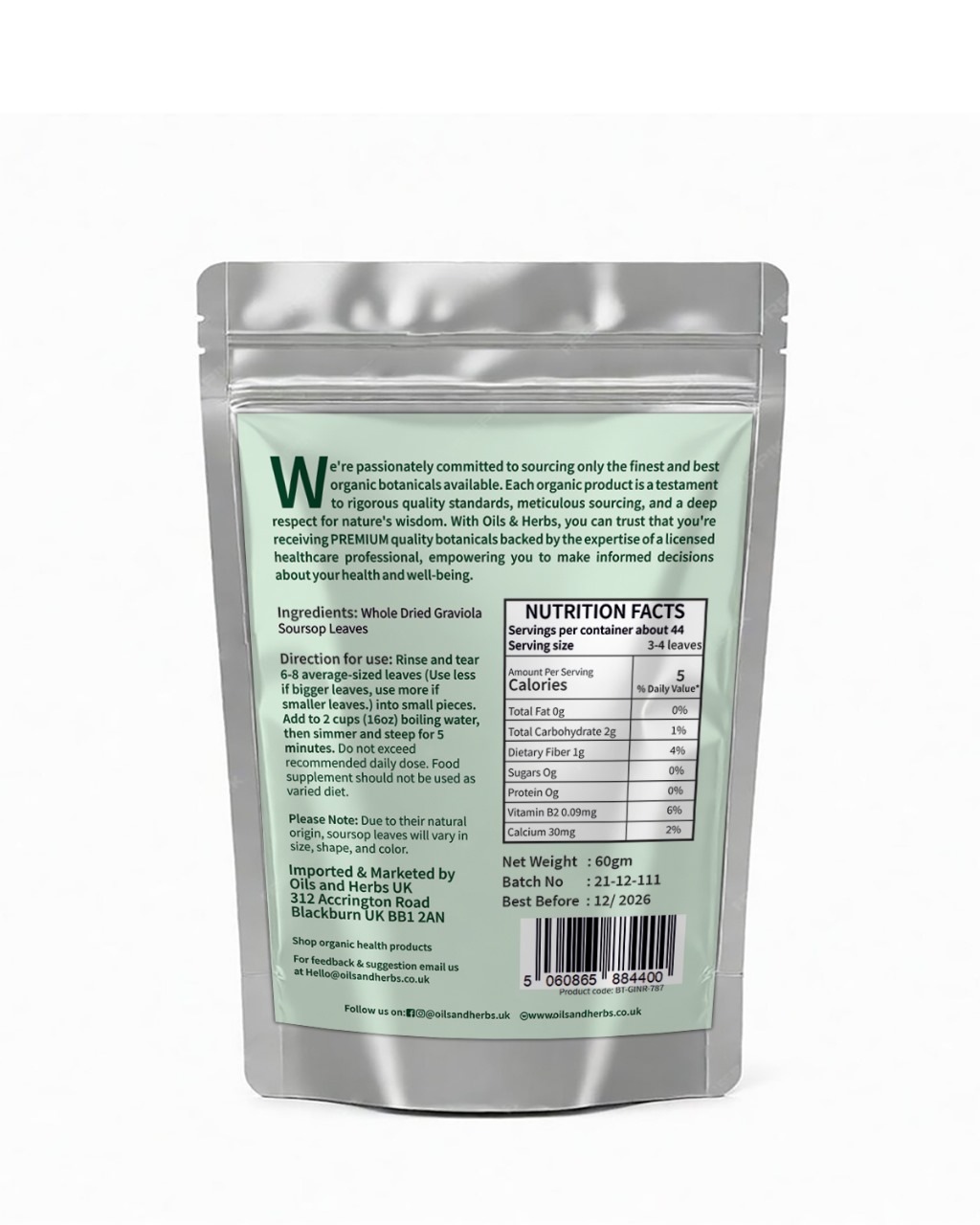 Natural Soursop Dried Leaves and Tea bags (Graviola Leaves)