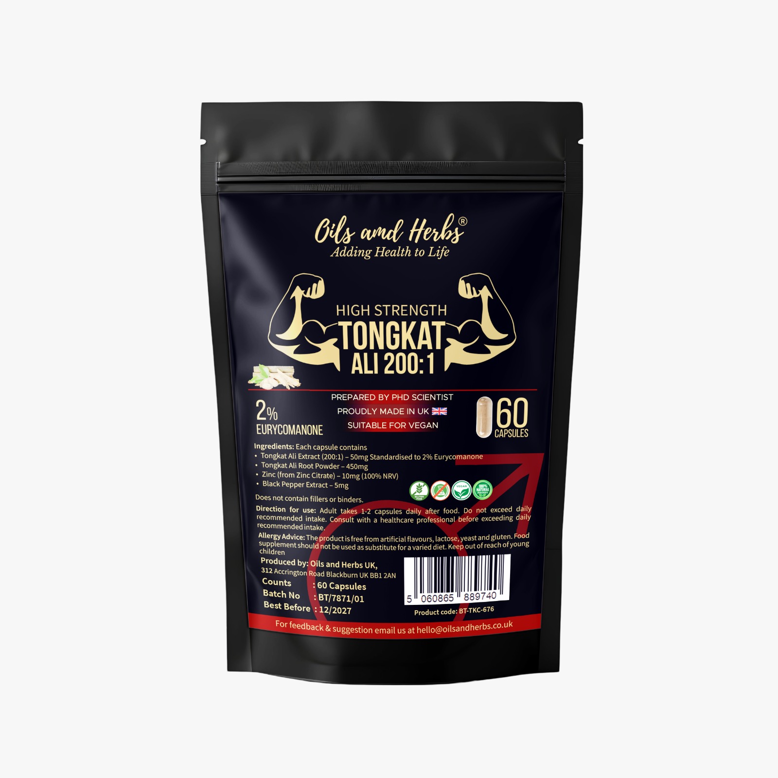 High Strength Tongkali 200:1 Extract Capsules – 2% Standardised Formula