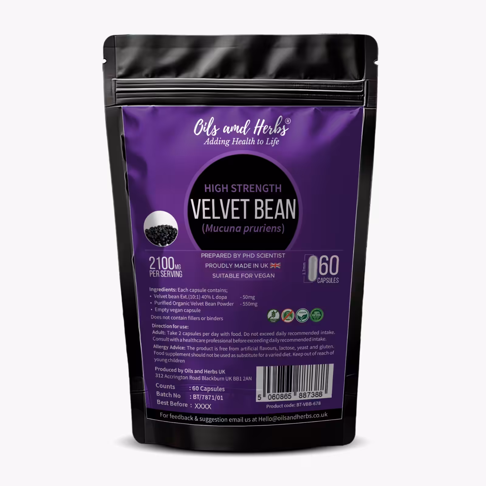High Strength Velvet Bean Capsules - 2100mg ( 40%)