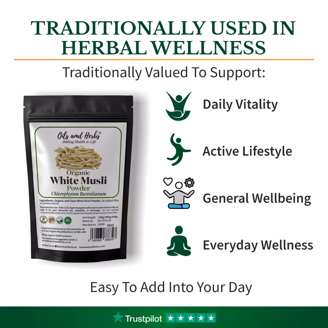 Natural Indian Safed / White Musli Powder – 100% Pure Grounded Root