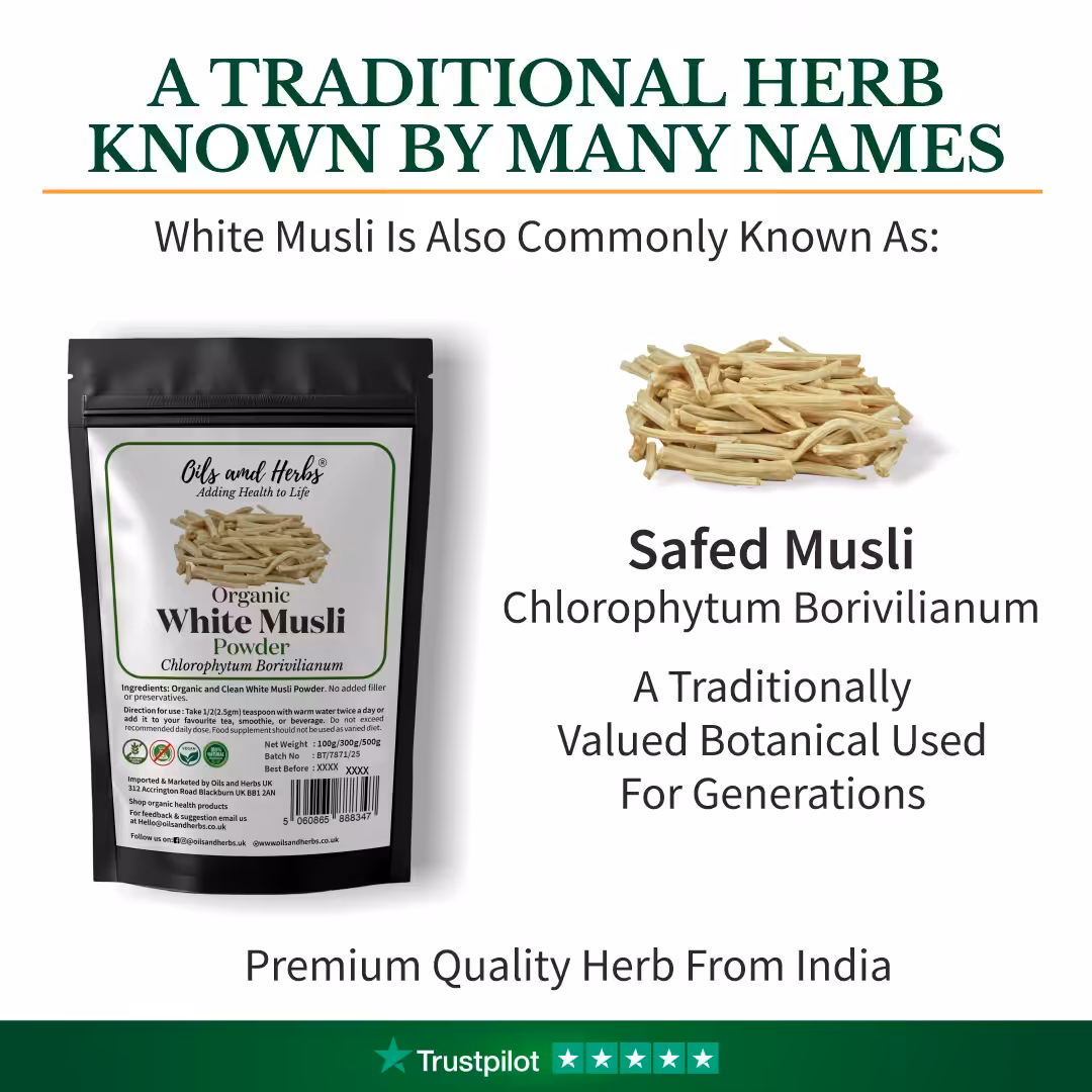 Natural Indian Safed / White Musli Powder – 100% Pure Grounded Root