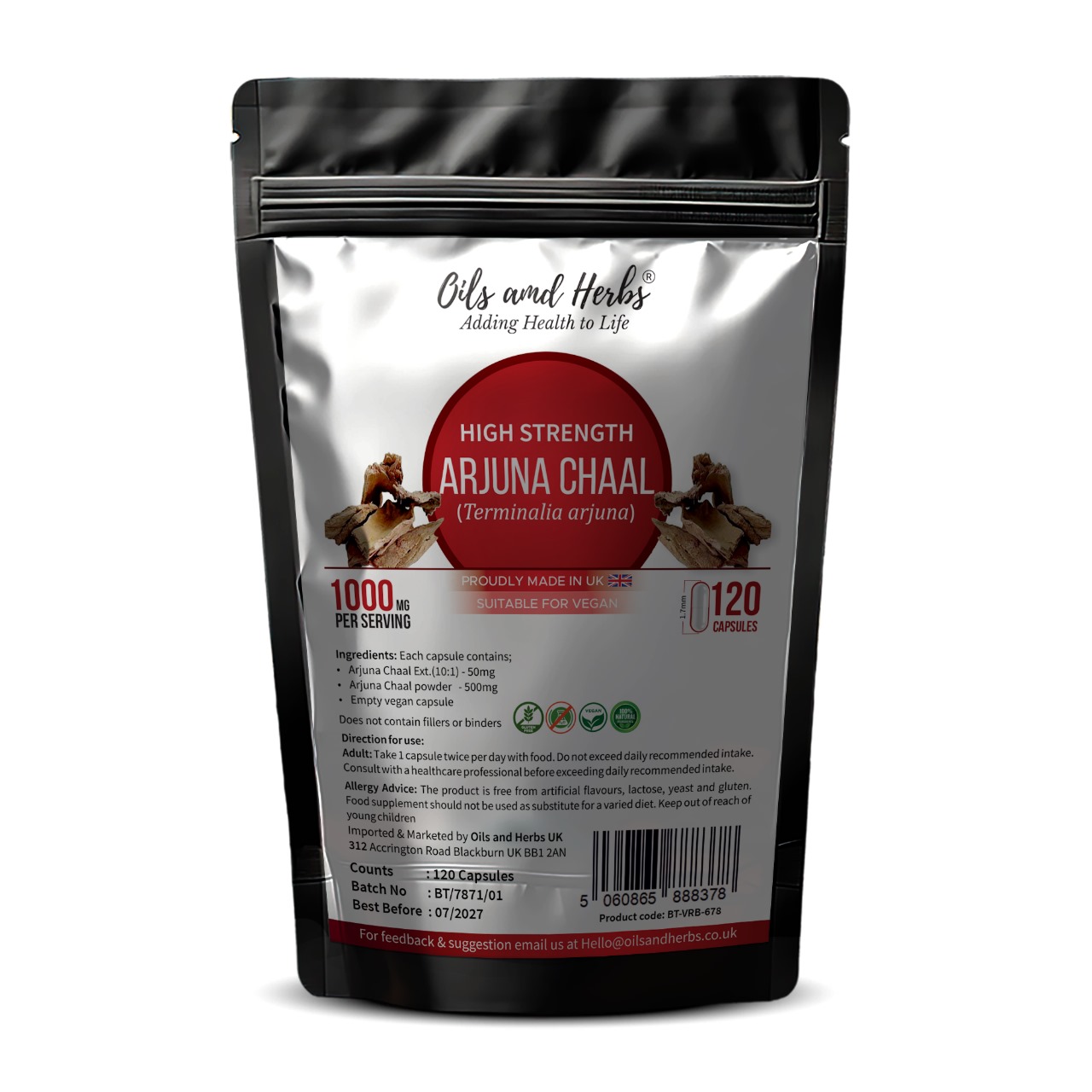 High Strength Arjuna Chaal Capsules 1000mg Terminalia arjuna