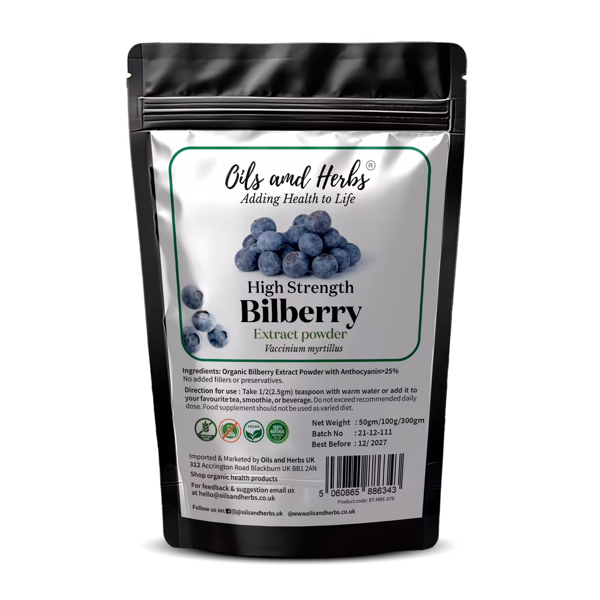 High Strength Bilberry Extract Powder Anthocyanin>25%