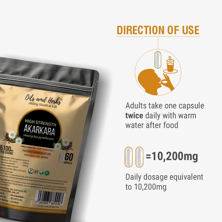 High Strength Akarkaha Capsules 10200mg Pellitory Root