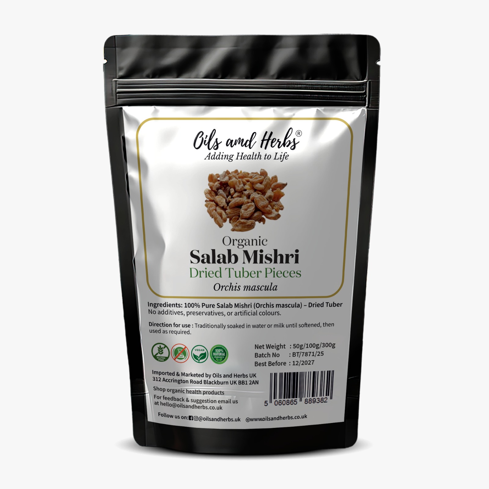 Salab Mishri Dried – Premium Quality Orchis Mascula Tuber