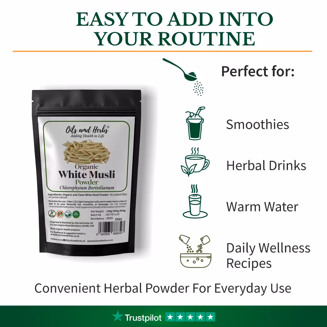 Natural Indian Safed / White Musli Powder – 100% Pure Grounded Root